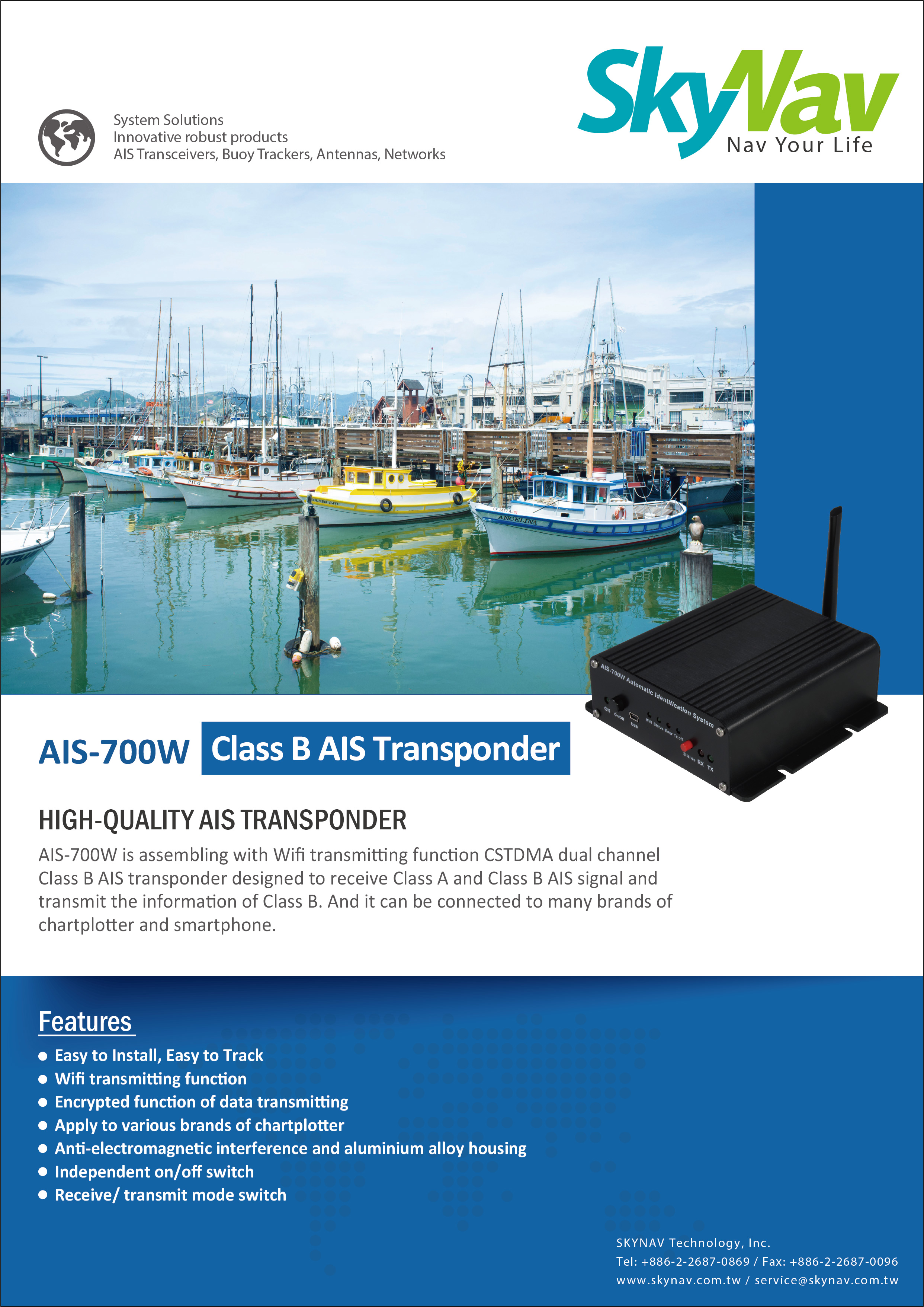 WiFi クラスB AIS船舶自動識別装置 - SKYNAV Technology Inc WiFi クラスB AIS船舶自動識別装置 - SKYNAV Technology Inc